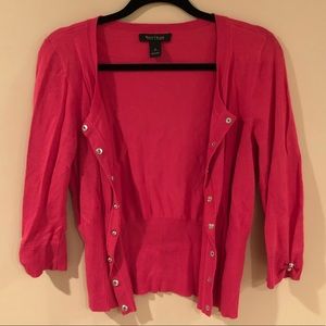 White House Black Market bright pink cardigan